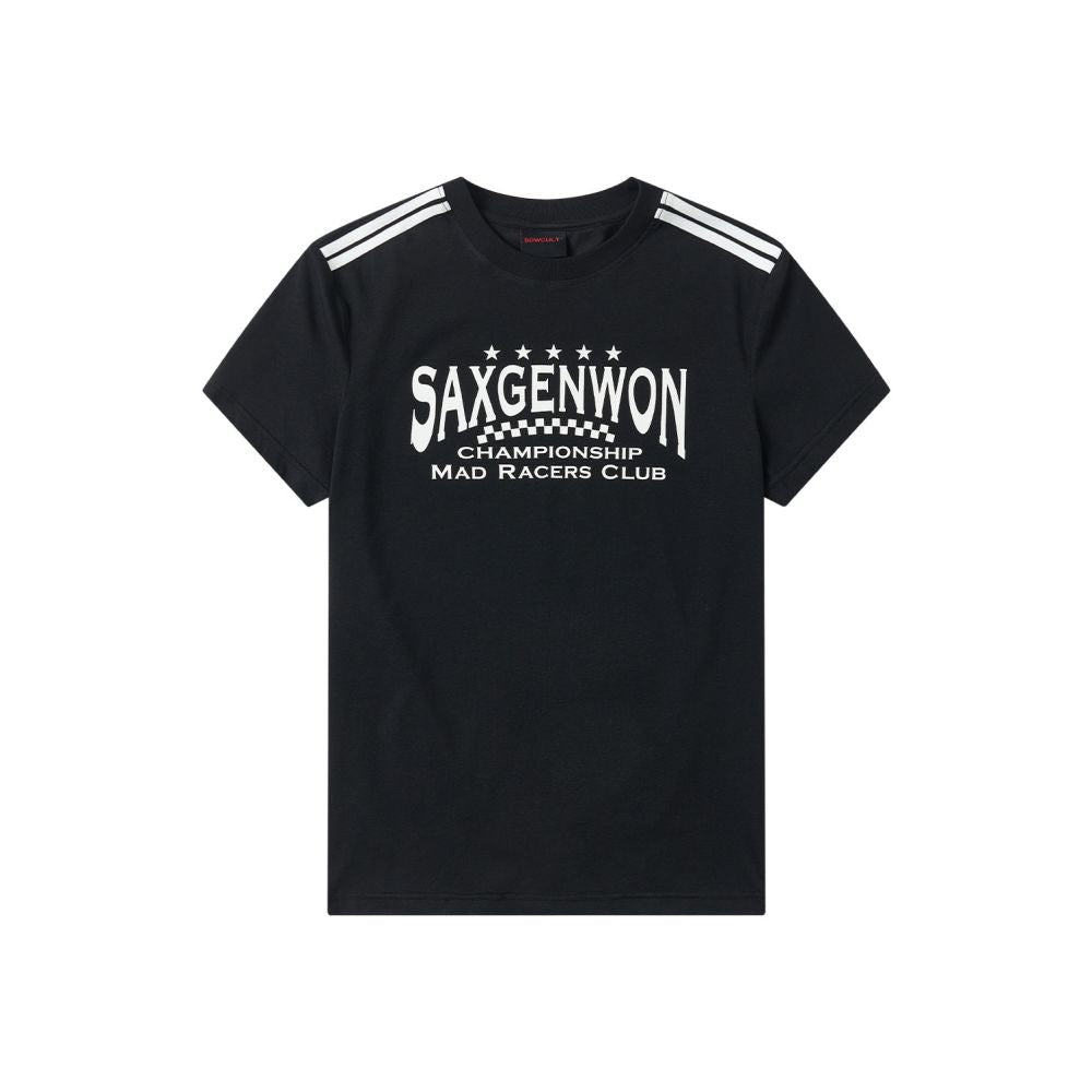 Saxgenwon street race stretch slim fit striped crew neck streetwear print summer trendy regular shoulder short sleeve t shirt image 0