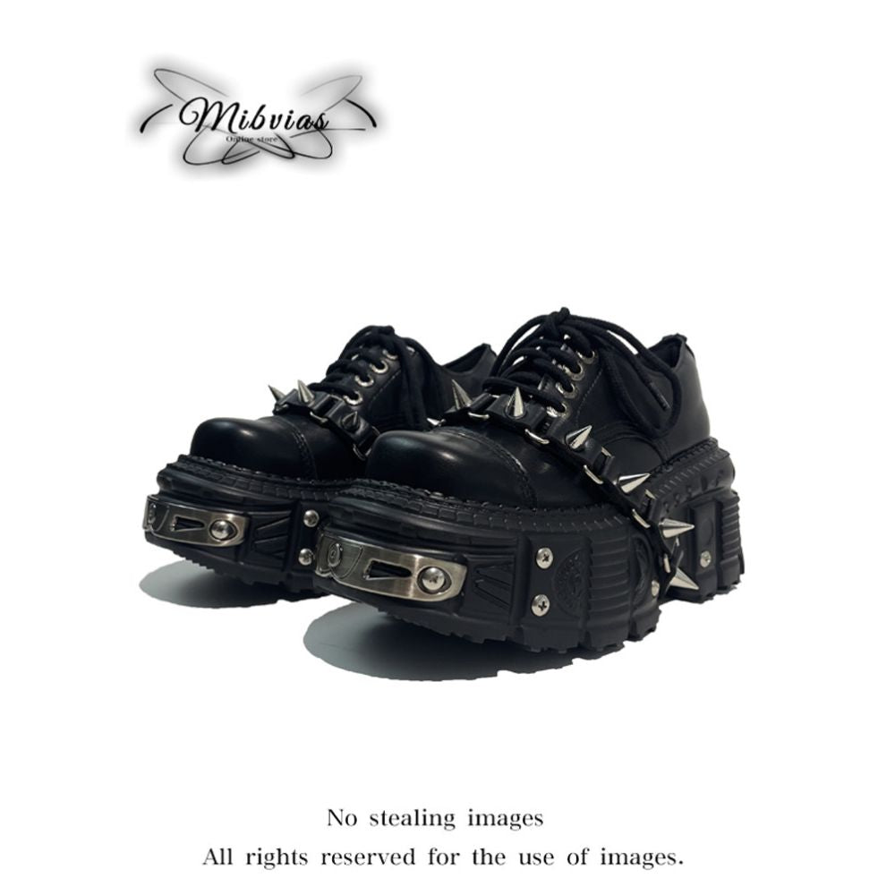 Mibvias Original Gothic Heavy Metal Subculture Platform Punk Style Y2K Hot Girl Single Shoes for Women image 0