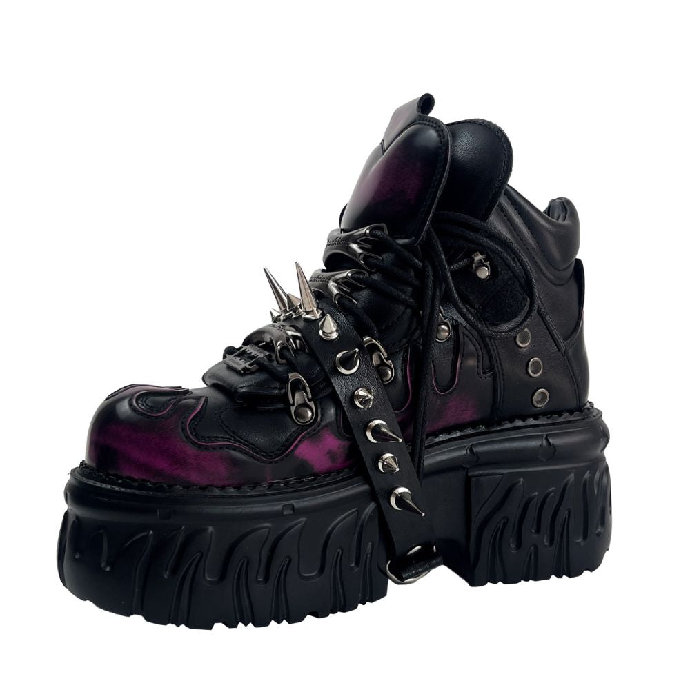 Mib Vias niche original Cybergoth single shoe men s and women s heavy metal willow nail hand polished high top single shoe image 5