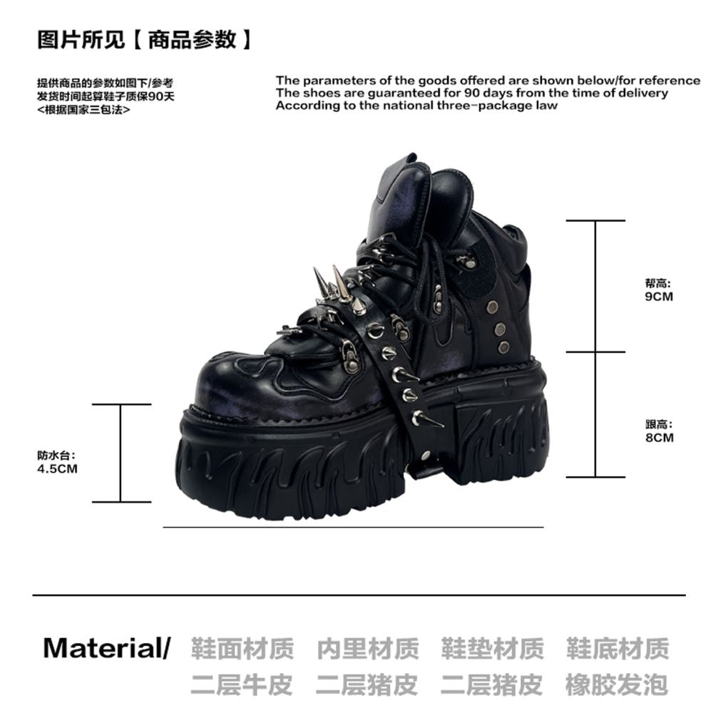 Mib Vias niche original Cybergoth single shoe men s and women s heavy metal willow nail hand polished high top single shoe