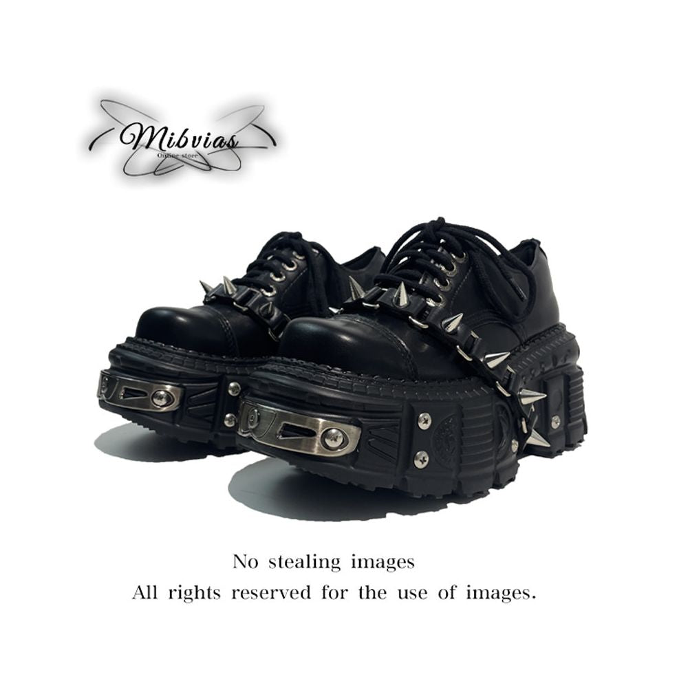 Mibvias original gothic heavy metal subculture sponge cake thick sole small punk style y2k spicy girl single shoe woman image 1