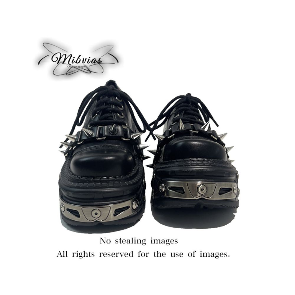Mibvias original gothic heavy metal subculture sponge cake thick sole small punk style y2k spicy girl single shoe woman image 2