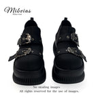 MIbvias punk dark skeleton metal single shoe y2k spicy girl dwarf music height increasing sponge cake thick sole single shoe for women image 2