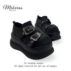 MIbvias punk dark skeleton metal single shoe y2k spicy girl dwarf music height increasing sponge cake thick sole single shoe for women image 3