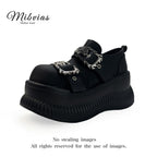 MIbvias punk dark skeleton metal single shoe y2k spicy girl dwarf music height increasing sponge cake thick sole single shoe for women