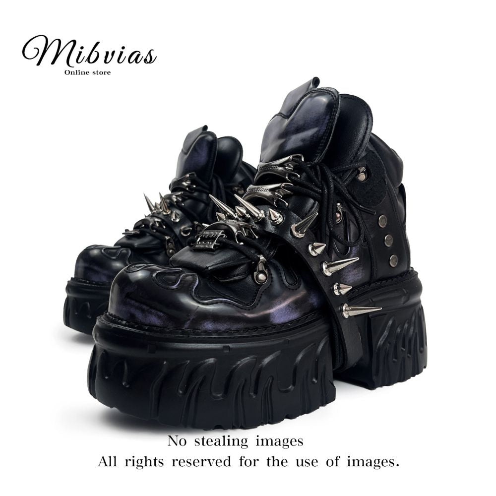 Mib Vias original Gothic sponge cake thick soled high top single shoe for men and women heavy metal willow nail street rock single shoe image 1