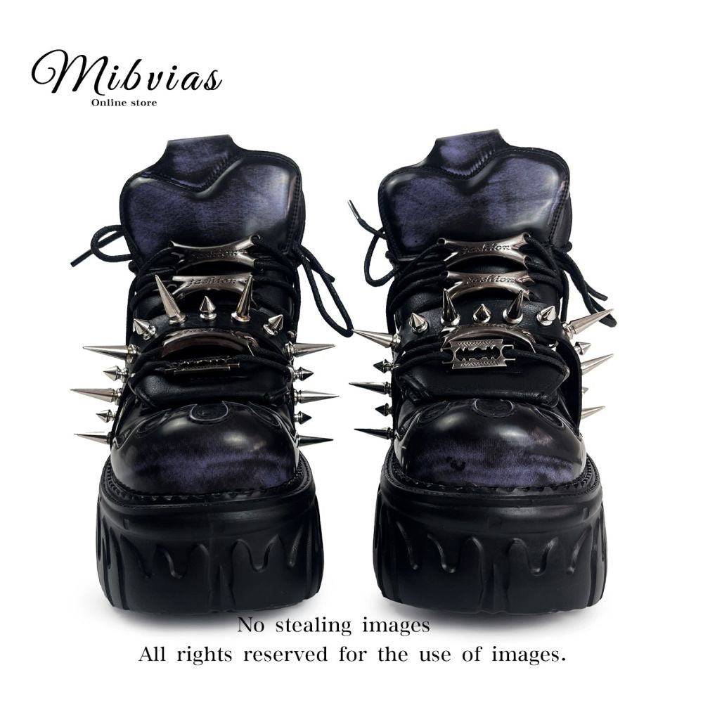 Mib Vias original Gothic sponge cake thick soled high top single shoe for men and women heavy metal willow nail street rock single shoe image 2