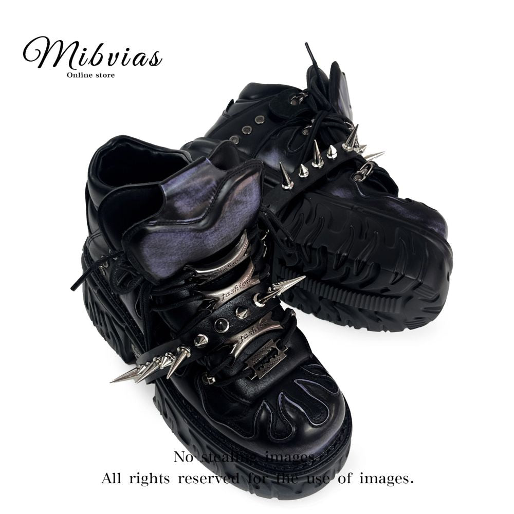 Mib Vias original Gothic sponge cake thick soled high top single shoe for men and women heavy metal willow nail street rock single shoe image 3