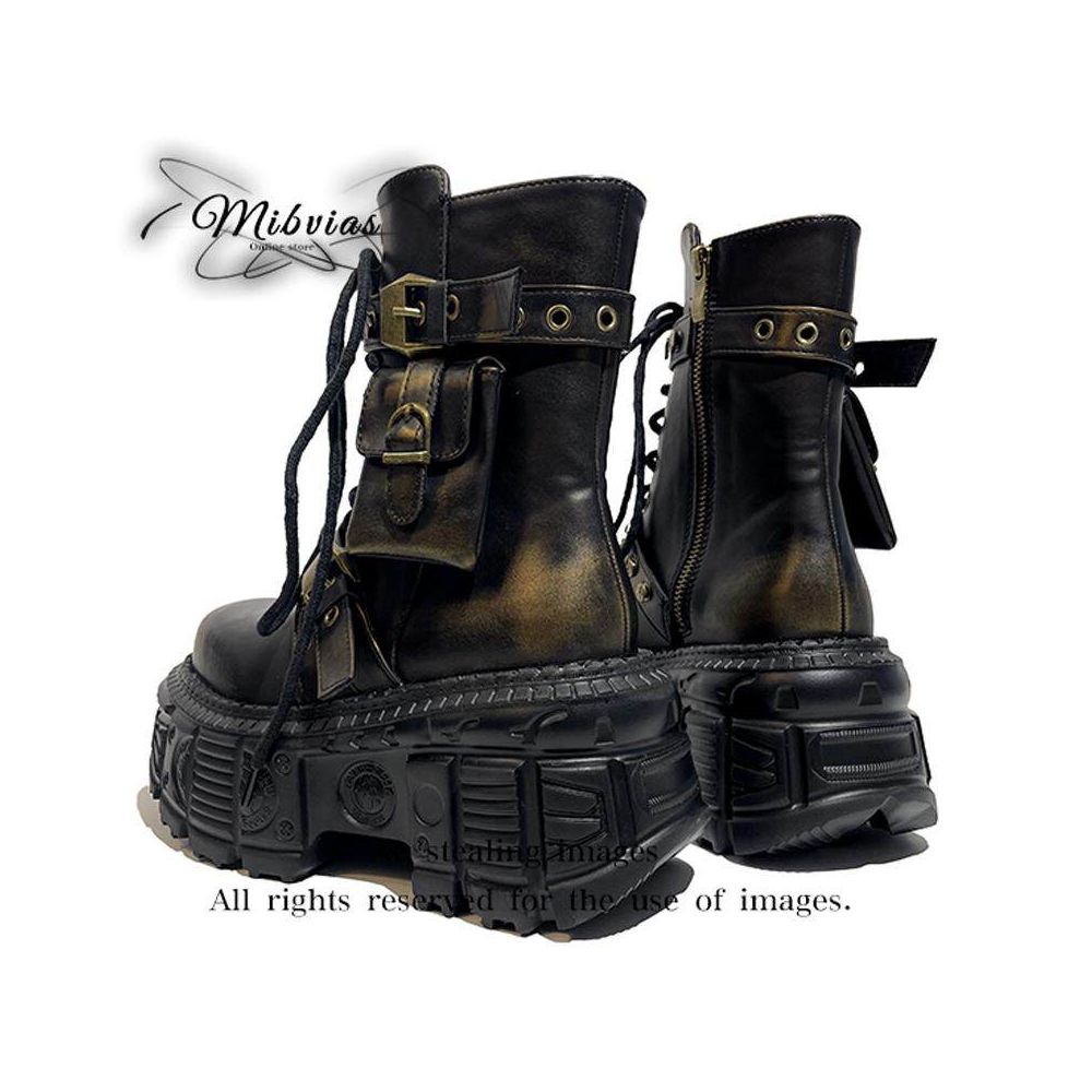 Mibvias Gothic Dark Knight Boots Vintage Spanish Trendy Brand Side Bag Rock Boots Punk Martin Boots image 4