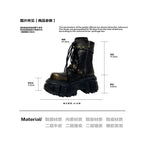Mibvias Gothic Dark Knight Boots Vintage Spanish Trendy Brand Side Bag Rock Boots Punk Martin Boots