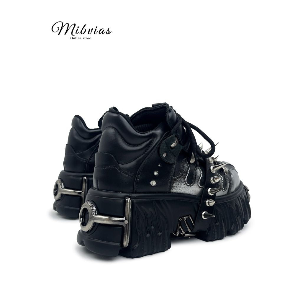 Mib Vias original niche design rivet thick sole single shoe for men and women dark punk spicy street fashion shoes image 4