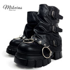 MIbvias original dark mid length fashionable short boots for children super thick sole small height heavy metal boots image 1