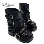 MIbvias original dark mid length fashionable short boots for children super thick sole small height heavy metal boots image 3