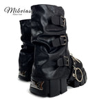 MIbvias original dark mid length fashionable short boots for children super thick sole small height heavy metal boots image 4
