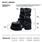 MIbvias original dark mid length fashionable short boots for children super thick sole small height heavy metal boots