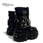 Mib Vias original heavy metal dark goth Martin shoes women s rock cool y2k spicy girl dwarf music short boots image 4