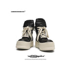 Spring unisex black and white double layered thick soled inverted triangle high top shoes men s high street casual sneakers height increasing shoes Martin boots image 1