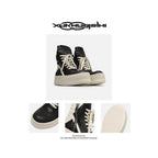 Spring unisex black and white double layered thick soled inverted triangle high top shoes men s high street casual sneakers height increasing shoes Martin boots image 3