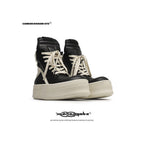 Spring unisex black and white double layered thick soled inverted triangle high top shoes men s high street casual sneakers height increasing shoes Martin boots