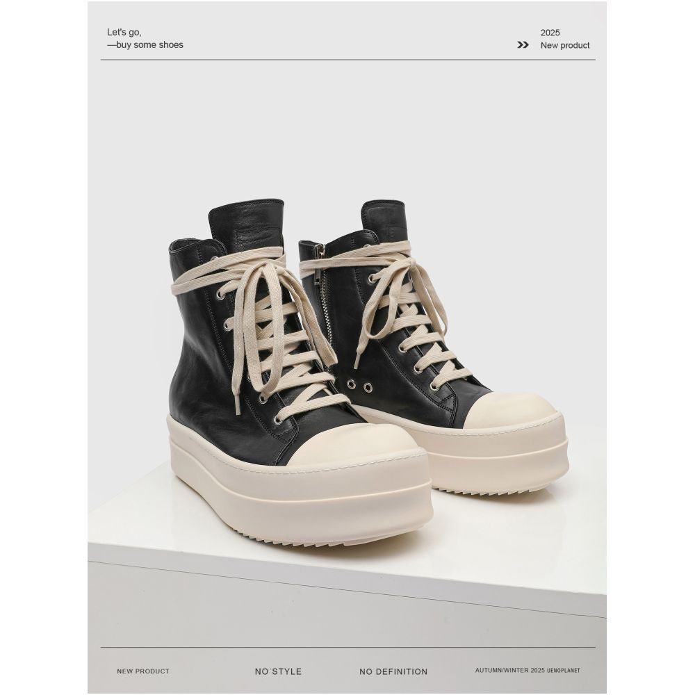 UENOPLANET platform high top sneakers for men and women trendy brand zipper up design motorcycle derby boots couple s Martin boots image 1