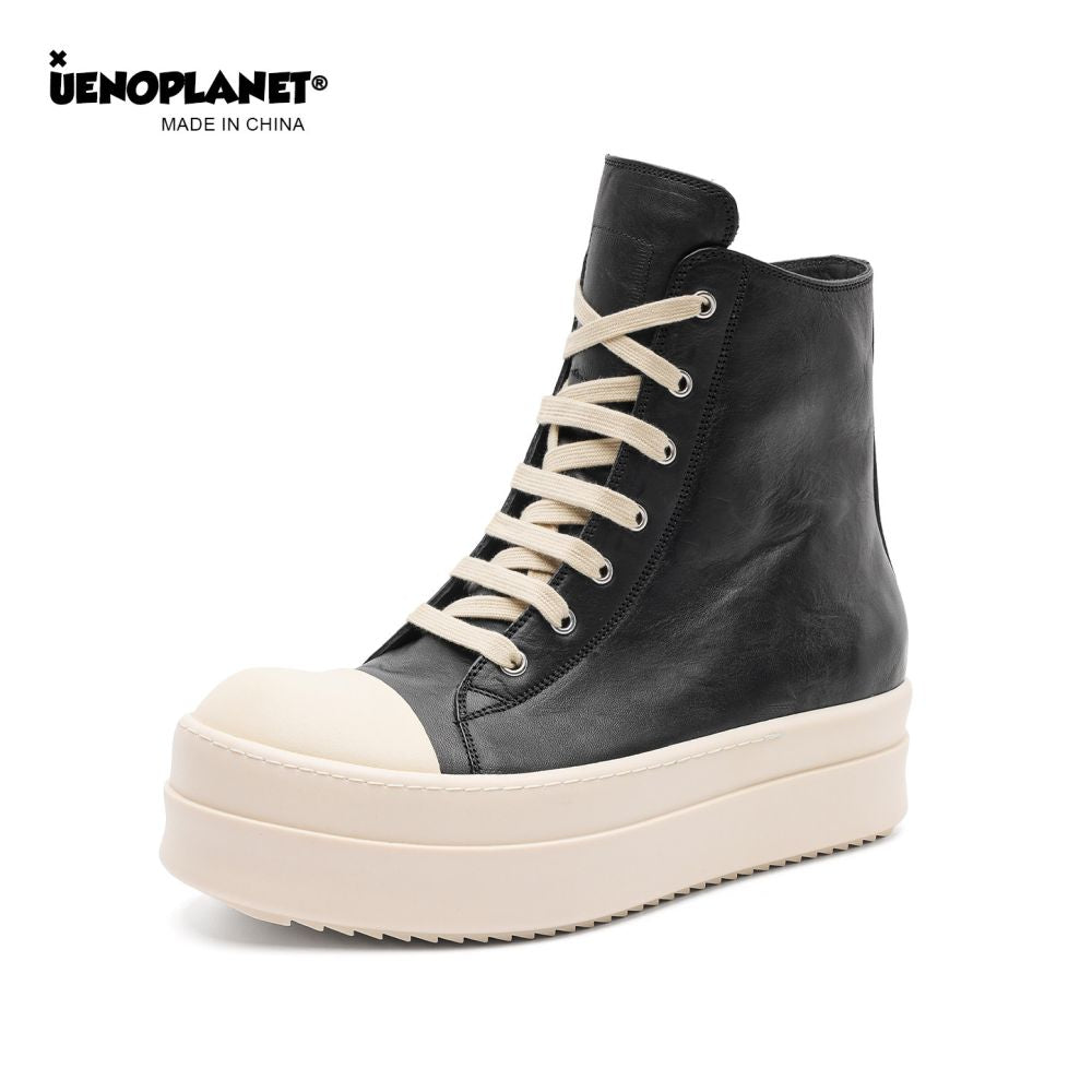 UENOPLANET platform high top sneakers for men and women trendy brand zipper up design motorcycle derby boots couple s Martin boots