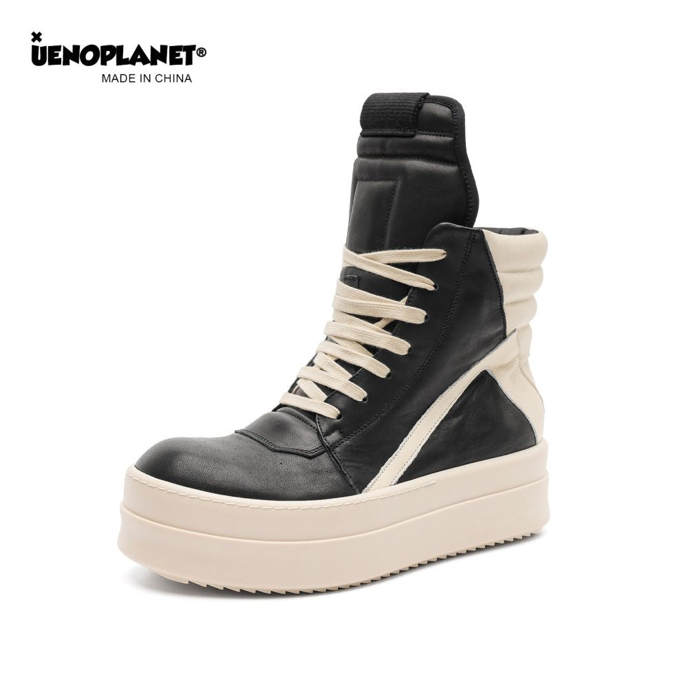 UENOPLANET platform high top sneakers for men and women trendy brand zipper up design motorcycle derby boots couple s Martin boots