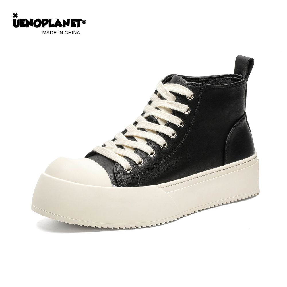 UENOPLANET platform high top sneakers for men and women trendy brand zipper up design motorcycle derby boots couple s Martin boots